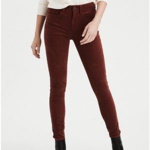 Burgundy corduroy high rise jegging